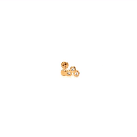 Piercing Broquel Oro 14K Cuatro Círculos Y Zirconias