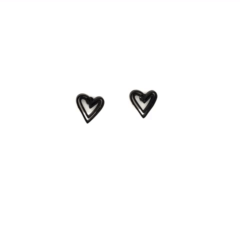Aretes Poste Acero Doble Contorno Corazón