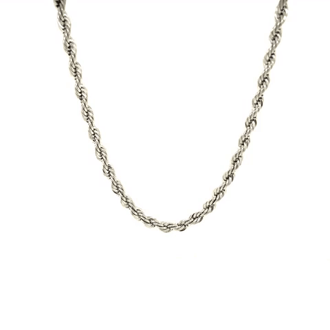 Thin Twisted Silver Steel Man Necklace