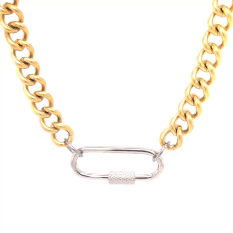 Steel Chain With Silver Barrel Clasp