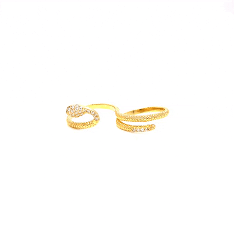 Anillo Doble Víbora Con Zirconias