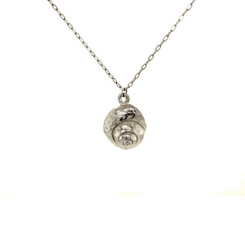 Steel Necklace Hammered Snail Charm