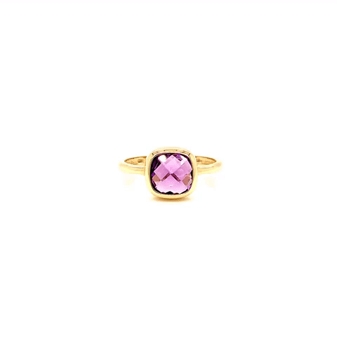 Anillo Oro 10k con Amatista Biselada