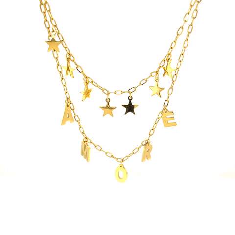 Collar Liquidación Acero Amore y Estrellas