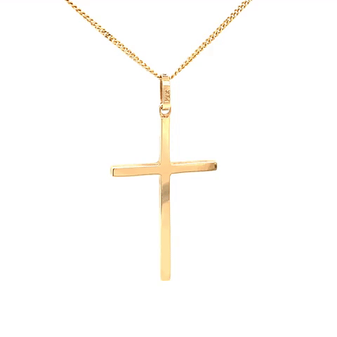 14k Gold Necklace Large Smooth Cross