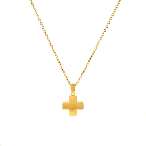 Golden Steel Man Chain With Swiss Cross