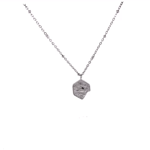 Steel Necklace With Planet Plate Charm