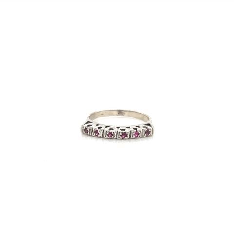 Anillo Vintage Churumbela Plata Paladio con 6 Rubies