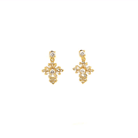 Arete Liquidación Poste Acero Cruz Colgante Zirconias