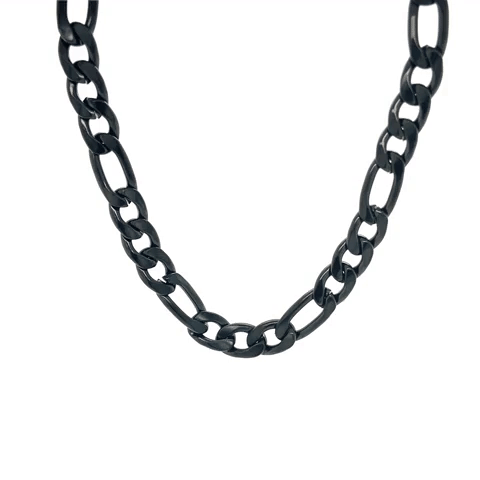 Men's Black Steel Cuban Necklace 3-1