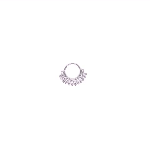 Daith Gold Plated Array Piercing With 12 Zirconias And Spikes