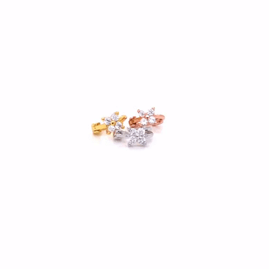 Mini Gold Plated Arracada Piercing With Flower 4 Petals