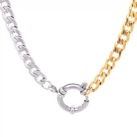 Silver and Gold Bearded Steel Chain