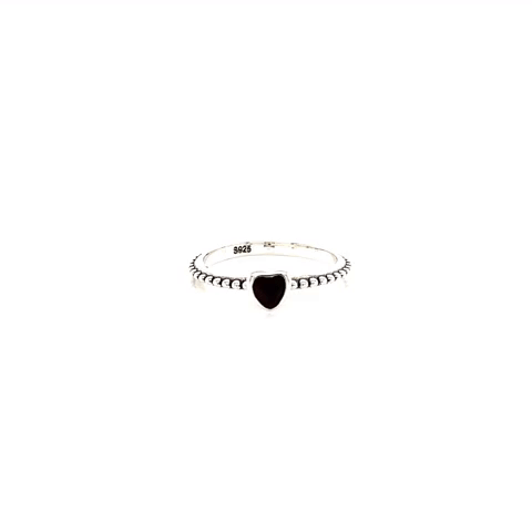 Anillo Plata Zirconias Corte Corazón Roja Central