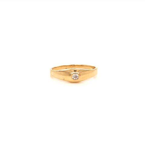 10k Gold Pinky Zirconia Beveled Ring