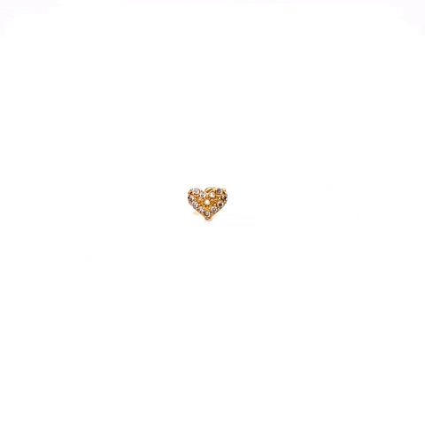 10K Gold Buckle Piercing Heart White And Red Zirconias