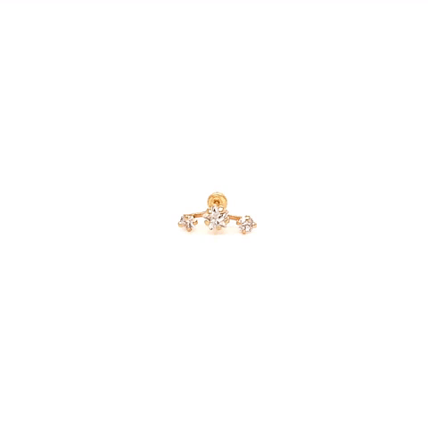 Piercing Broquel Oro 10K Constelación Zirconia-Estrella-Zirconia