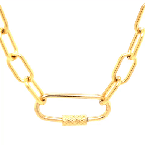 Steel Chain With Golden Barrel Clasp