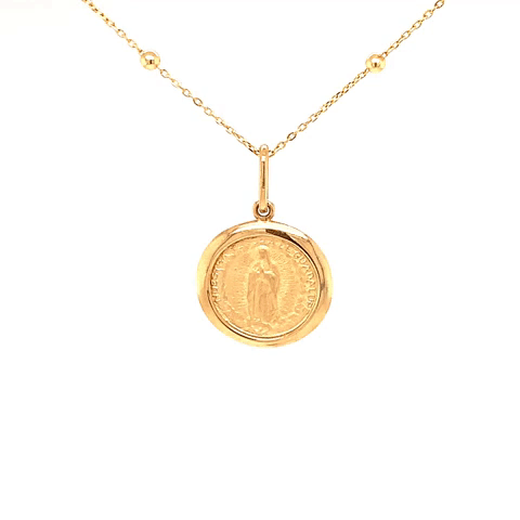 Collar Oro 14K Medalla Virgen