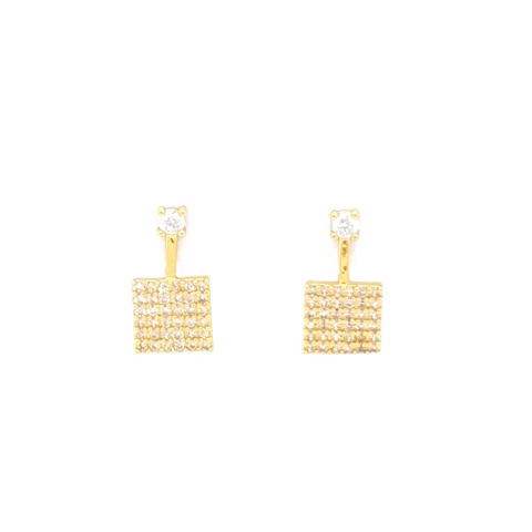 Gold Plated Square Zirconia Pendant Earrings