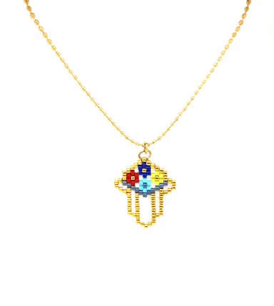 Collar Liquidación Chapa de Oro Con Dijes Tejidos Varios
