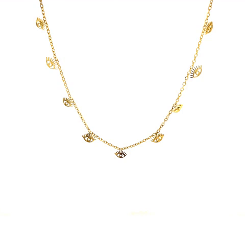 Collar Ojitos Mini Acero Dorado