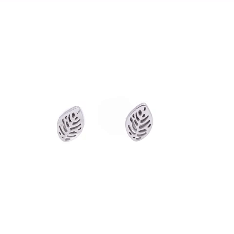 Wide Leaf Steel Post Earrings