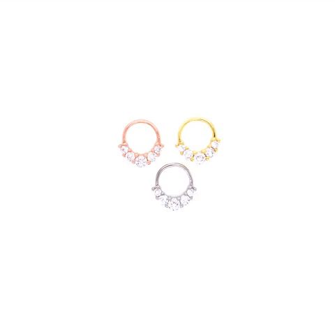 Piercing Arracada Gold Plate Daith 5 Zirconias Of Different Sizes