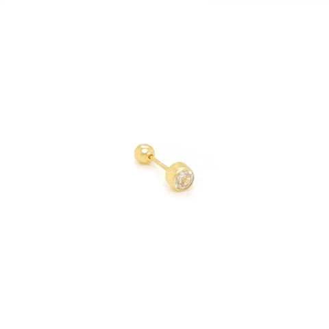 Piercing Broquel Oro 10K Zirconia Mediana Bisel Alto