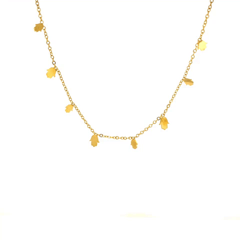 Collar Manos Mini Acero Dorado