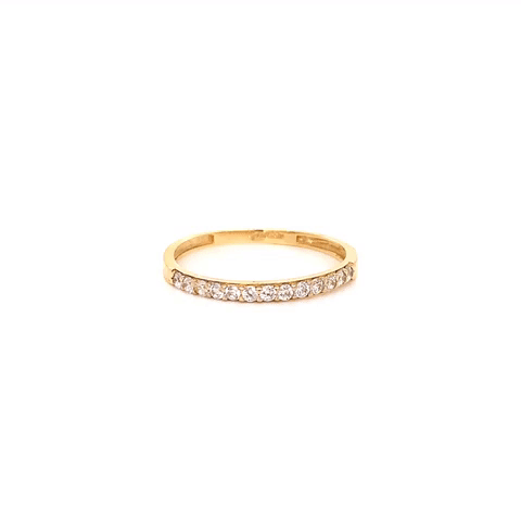 Anillo Oro 10k Churumbela Mitad Zirconia Mitad Liso