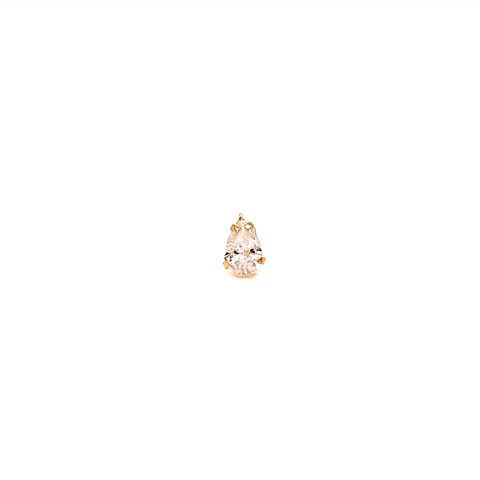 Piercing Broquel Oro 10K Zirconia Gota Montada