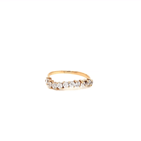 Anillo Churumbela Curveada Vintage Oro 10K con 10 Zirconias