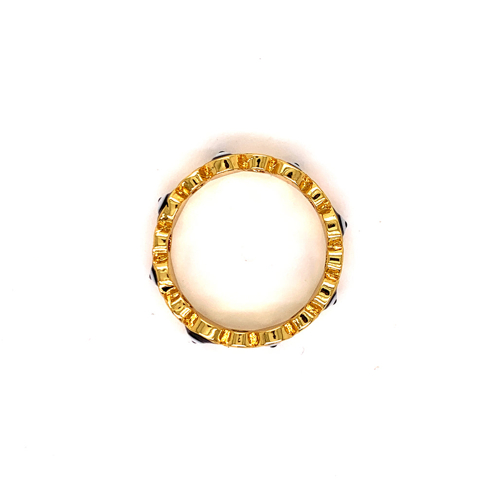 Anillo Acero Ojito Cristal Multi Dorado
