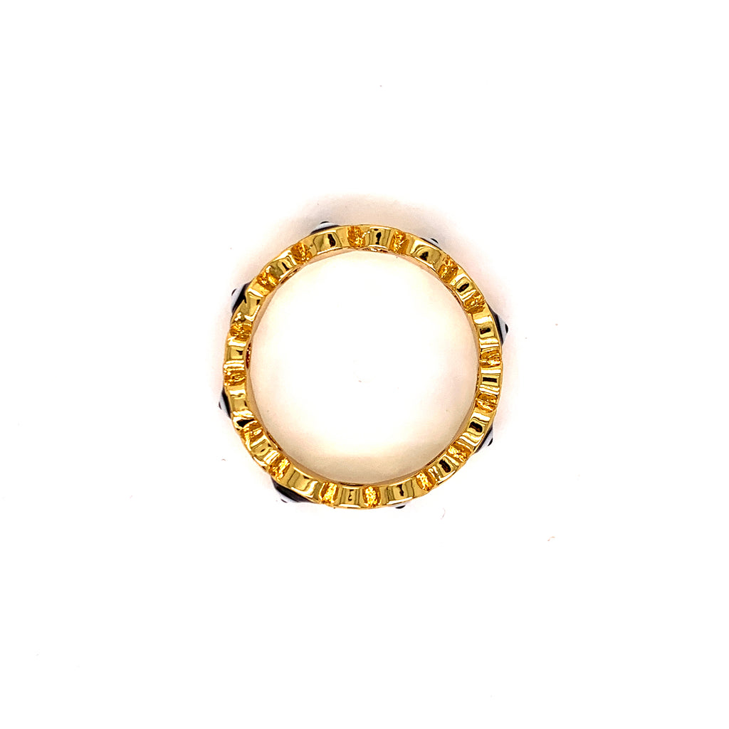 Steel Ring Ojito Crystal Multi Gold