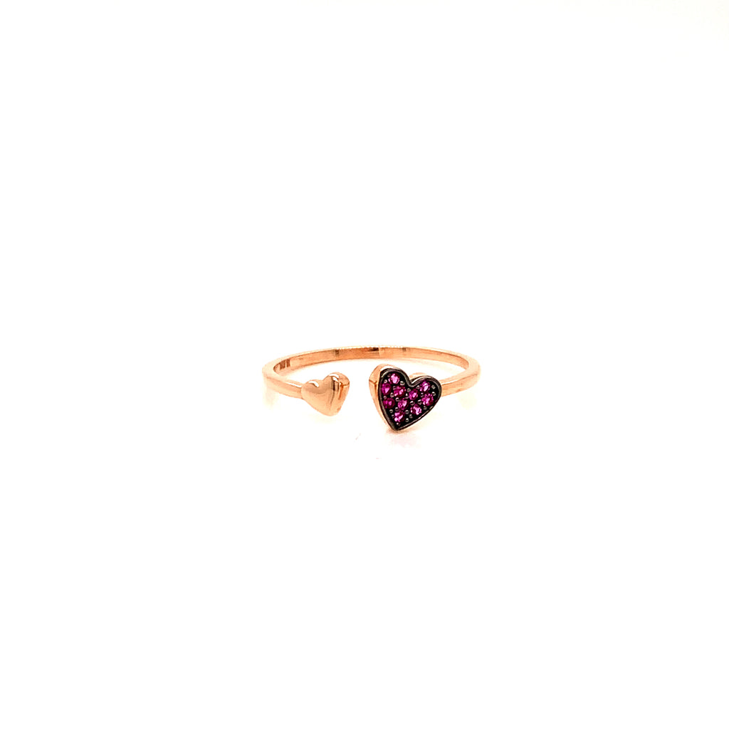 Anillo Liquidación Oro 10k Corazones con Zirconias