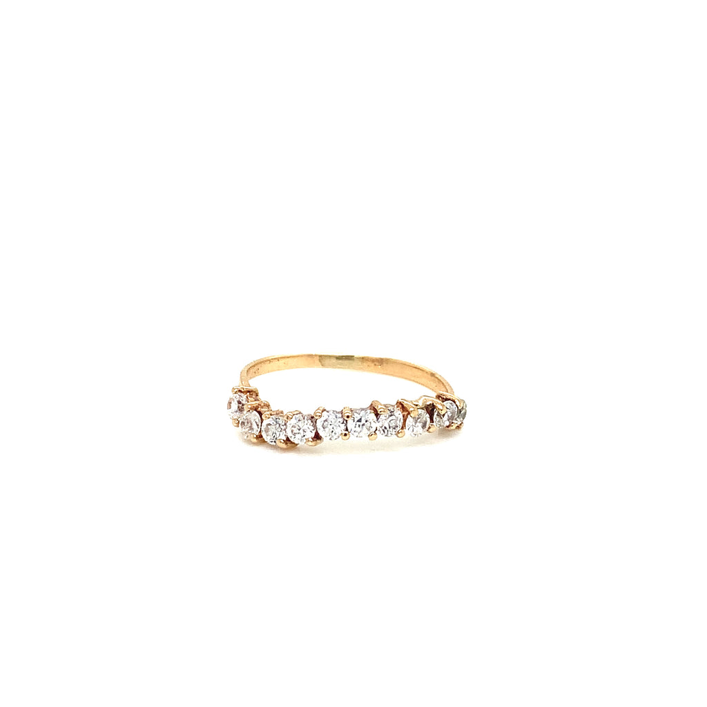 Anillo Churumbela Curveada Vintage Oro 10K con 10 Zirconias