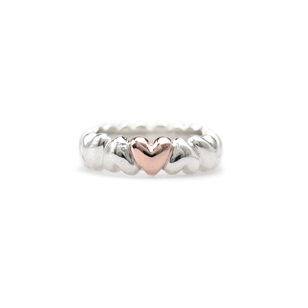 Big Hearts Ring in Silver and Rose Gold