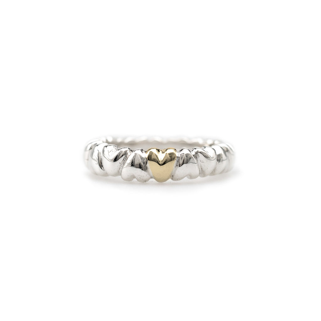 Small Hearts Ring in Silver and Gold